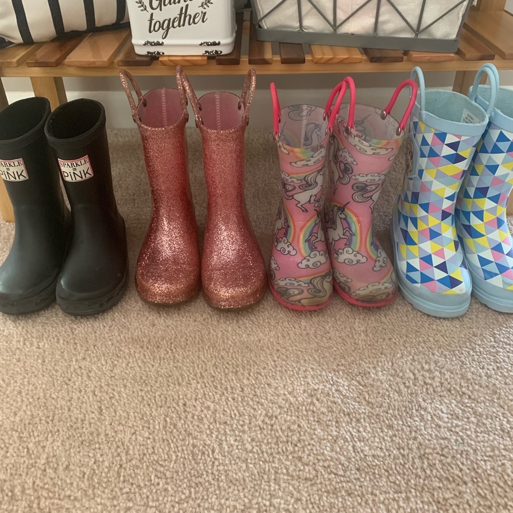 Lot of toddler girl rain boots